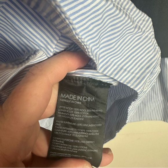 Club Monaco Blue White/Blue Striped Berdine Wool Bell Cuffs Sweater Shirt S/P - Picture 11 of 15